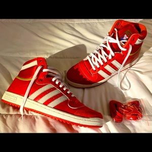 Adidas Red Top Ten High Top Sneakers